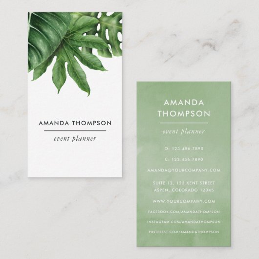 Tropische Greenery Foliage Visitekaartje (Voorkant / Achterkant)