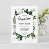 Tropische Greenery Framed Baptisme Kaart (Staand voorkant)