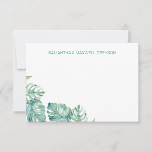 Tropische Greenery Personalized Stationery Notitiekaartje (Voorkant)