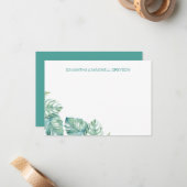 Tropische Greenery Personalized Stationery Notitiekaartje (Voorkant / Achterkant in situ)