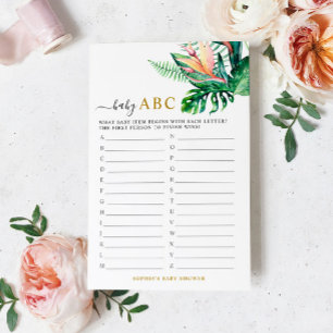 Tropische Greenery Shower Baby ABC-gamekaart