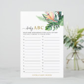 Tropische Greenery Shower Baby ABC-gamekaart (Staand voorkant)