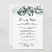 Tropische Greenery Wedding Kissing Menu Game Card (Voorkant)