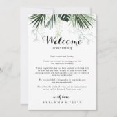 Tropische Greenery White Wedding Welcome Letter (Voorkant)