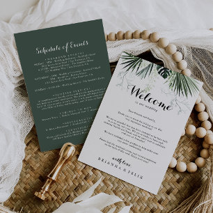 Tropische Greenery White Wedding Welcome Letter
