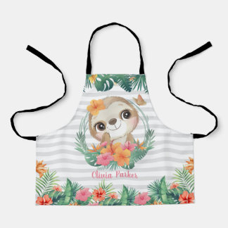 Tropische grenzen Hibiscus Flowers Sloon Aangepast Schort