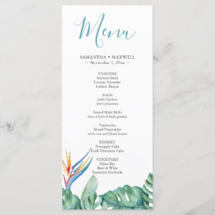 Tropische Grienery Wedding Menus Kaart