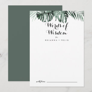 Tropische Grienery White Wedding Words of Wisdom Advieskaart