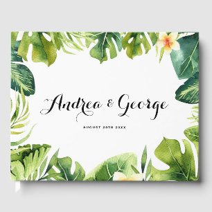 Tropische groen en Lijst Plumeria Wedding II Gastenboek