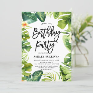 Tropische groen en Plumeria Birthday Party Kaart