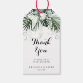 Tropische groen-witte Floral bruiloft Dank je Cadeaulabel (Voorkant)