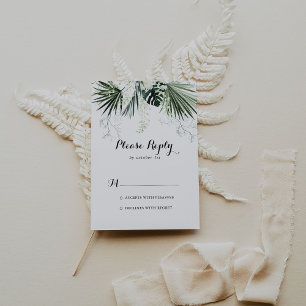 Tropische groen-witte Floral bruiloft RSVP Kaartje