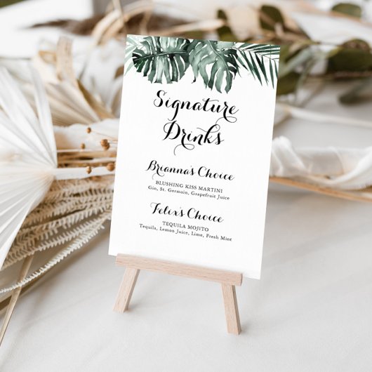 Tropische groen witte Floral Drinken Poster