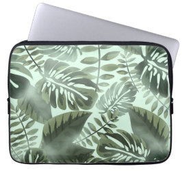Tropische groenblad-blad-afdruk met dienblad laptop sleeve
