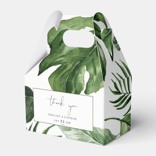 Tropische groene bladeren Bruiloft Feest Favor doz Bedankdoosjes (Voorkant Zijde)