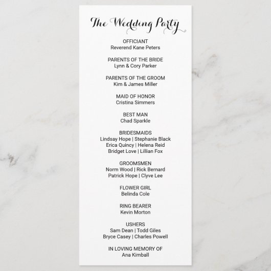 Tropische groene bladeren bruiloft programma (Achterkant)