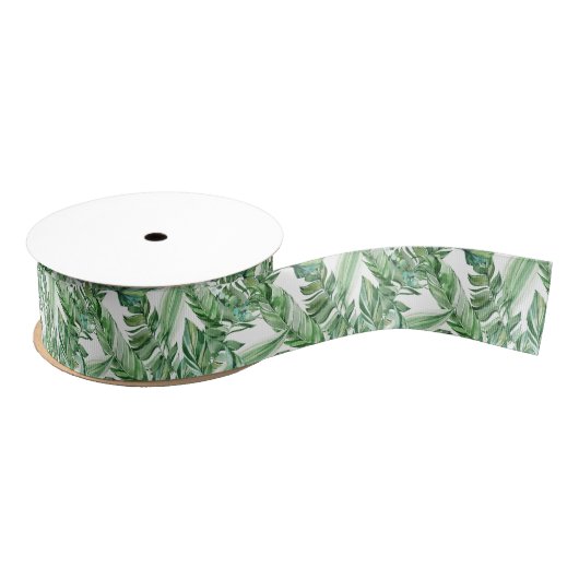Tropische groene bladeren   grosgrain lint (Spoel)