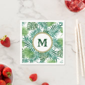 Tropische groene bladeren met aangepaste monogram servet (Insitu)