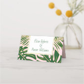 Tropische groene bladeren roze bruiloft gevouwen e (Achterkant)