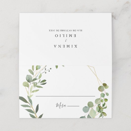 Tropische groene bladeren Spaanse bruiloft plaats (Buitenkant ongevouwen)