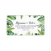 Tropische groene bruiloft RSVP-adres bestemming Etiket (Voorkant)