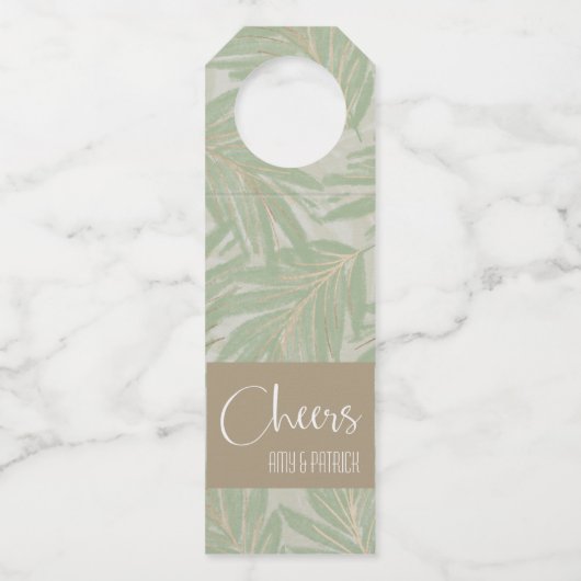 Tropische groene en gouden bladeren op pagina's flessenhanger (Voorkant)