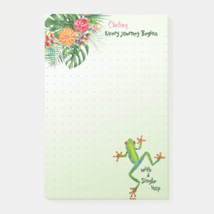 Tropische groene kikkervisreis begint Inspire-naam Post-it® Notes