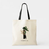 Tropische groene letter I monogram gepersonaliseer Tote Bag (Achterkant)