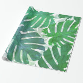 Tropische groene monstera palmbladeren cadeaupapier (Uitgerold)