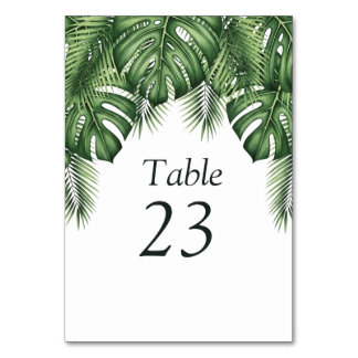 Tropische Groene Monstera Trouw Tafel Nummer Kaart