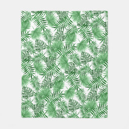 Tropische groene palm laat zomervakantie-Waterverf Fleece Deken