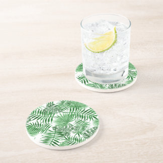 Tropische groene palm laat zomervakantie-Waterverf Zandsteen Onderzetter