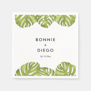 Tropische groene palmbladeren bruiloft servet