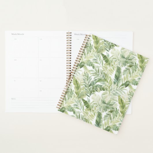 Tropische groene palmboombladeren planner (Display)