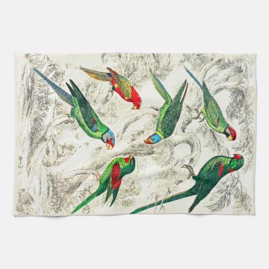 tropische groene papegaaien theedoek (Horizontaal)