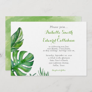 Tropische groene Waterverf palm Leaves Wedding Kaart