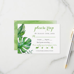Tropische groene Waterverf palm Leaves Wedding RSV RSVP Kaartje