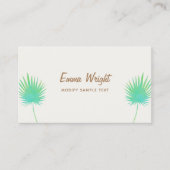 Tropische Groene Waterverf Palm Tree Branches Visitekaartje (Voorkant)
