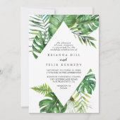 Tropische groenery Diamond Wedding bestemming Kaart (Voorkant)