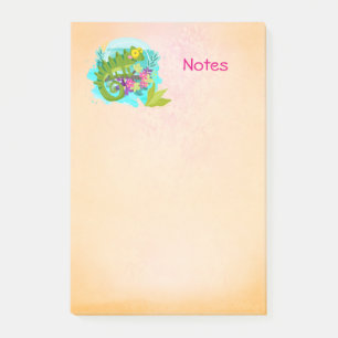 Tropische hagedis met bloemen post-it® notes