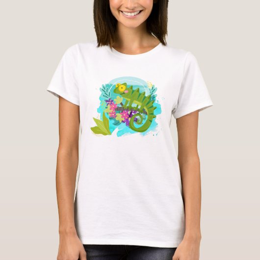 Tropische hagedis met bloemen t-shirt (Voorkant)