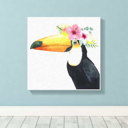 Tropische Halo - Toucan Canvas Afdruk (Insitu (Houten vloer))