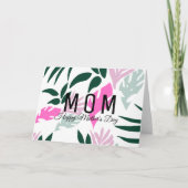Tropische hand Drawn Greenery Pink Moederdag Kaart (Voorkant)