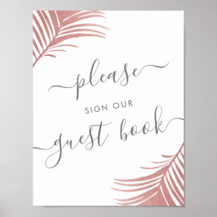 Tropische handboonttabel Teken roze handpalm Poster