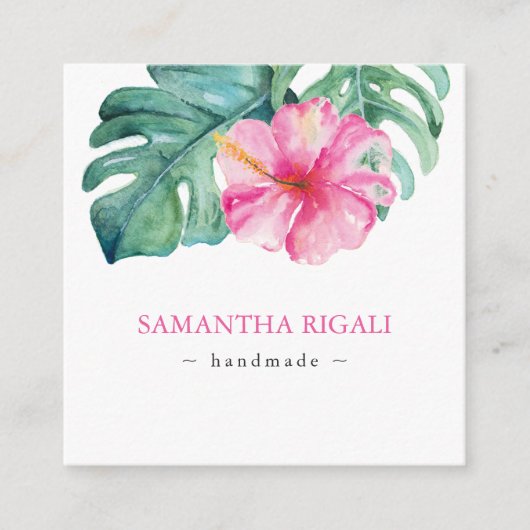 Tropische handgemaakte Flower Visitekaartjes QR-co Informatiekaartje (Voorkant)