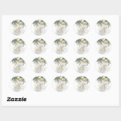 Tropische handpalm en orchidee schaduwen goud spar ronde sticker (Vel)