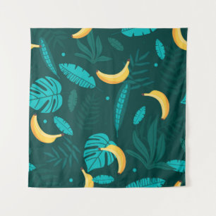 Tropische handpalm verlaat naadloos patroon. Banan Wandkleed