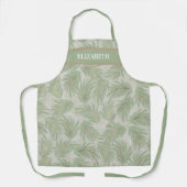 Tropische handpalmen op Groene Aangepaste Aangepas Schort (Voorkant)