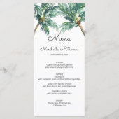 Tropische handpalmen | Waterverf Beach Bruiloft Me Menu (Voorkant)