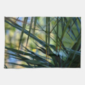 Tropische handpalmen zonder grenzen Blauwe Groene Theedoek (Horizontaal)